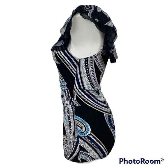 WHBM PAISLEY RUFFLE OVER THE SHOULDER SUMMER TOP tank XS - Picture 4 of 6